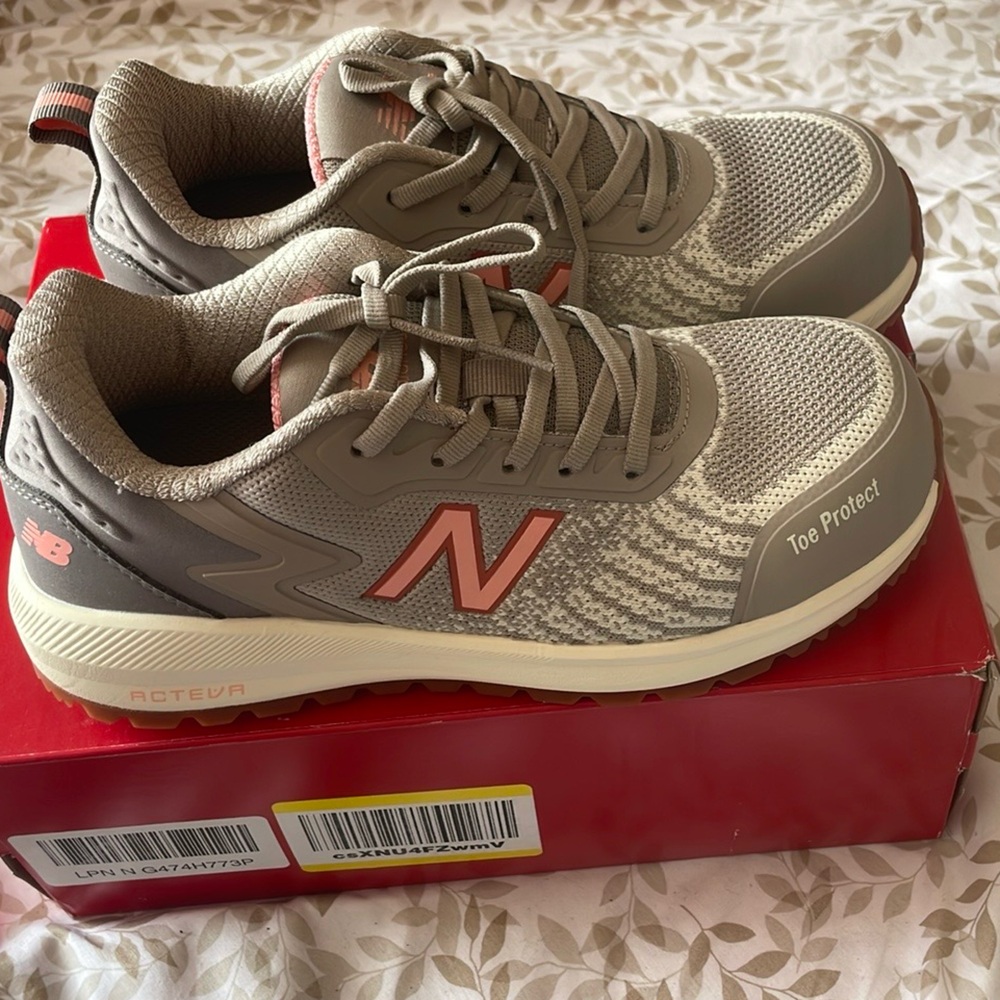 New Gray and Pink New Balance work Sneakers